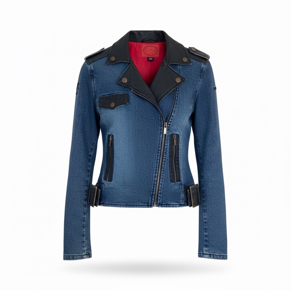 Rocker Chic / Biker Core Women's Denim and Black suede Jacket Size 6